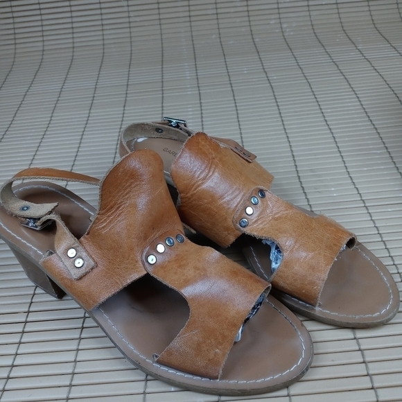 Barbara Barbieri  Wo's 2" block heelBrown Leather Strappy Sandals Shoes Size 10 - Picture 1 of 10
